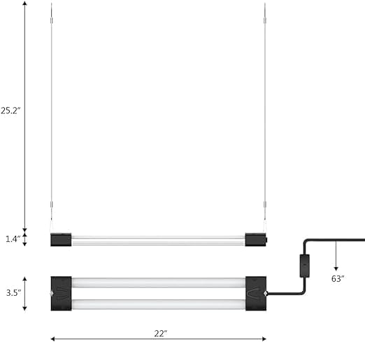 DYMOND BoostGro LED Grow Light Full Spectrum Linkable 5000K Daylight + 660nm Red Indoor Plant Lighting Fixture (2 FT, Black)