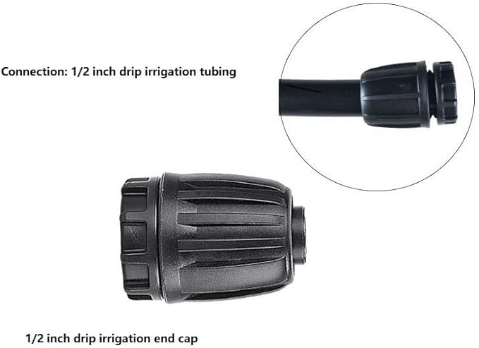 1/2 inch Drip Irrigation Fittings End Caps For (0.52" ID x 0.65" OD) 16mm Drip Irrigation Tubing Connectors End Plugs-10 Pack