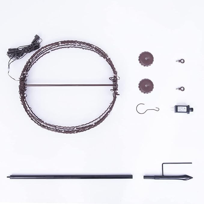 Christmas Ball Light Sphere, 20IN 200LED Hanging Tree Light and Pathway Lights with Hook and Stake, Foldable Metal Frame Light Ball for Outdoor Garden, UL Listed, Brown Frame, Warm White