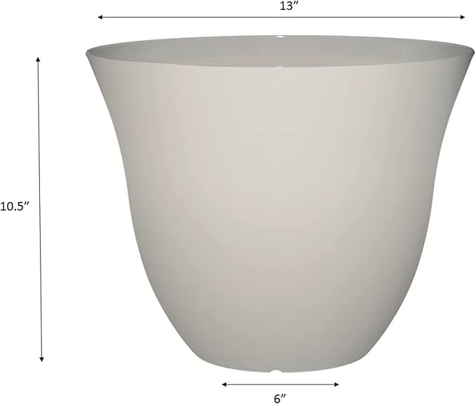 Classic Home and Garden Honeysuckle Resin Flower Pot Planter, White Vanilla, 13"