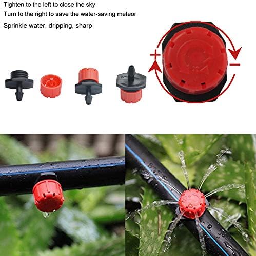 Drip Irrigation Kit Adjustable Drip Irrigation Dripper, Drip Irrigation Tee Rod Connector, Lawn and Herb Garden Irrigation Hose Fitting Sprinkler Irrigation System / 50 Pairs(Black+ Red)