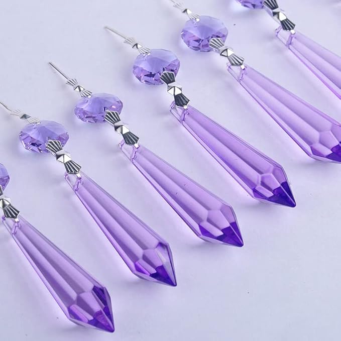 HDCRYSTALGIFTS Purple Chandelier Icicle Drop Prisms Crystal 55mm, Pack of 25