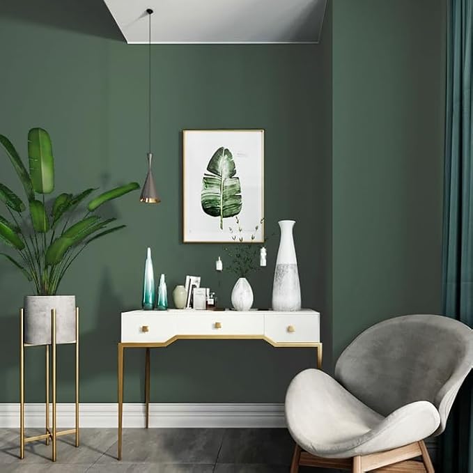 Dimoon 78.7''x17.7'' Green Peel and Stick Wallpaper Contact Paper Modern Self Adhesive Wall Paper Removable Renter Friendly Textured Solid Color Shelf Cabinet Vinyl Roll (78.7''x17.7'',Dark Green)