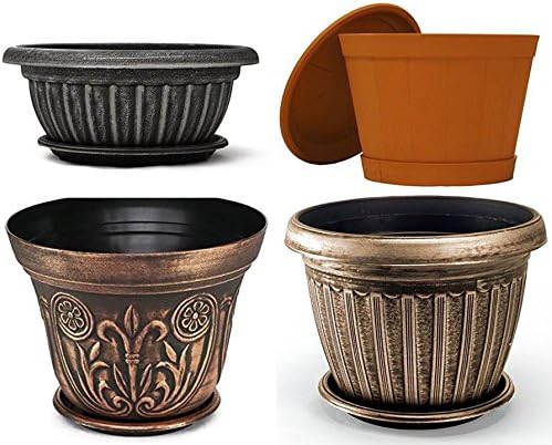 9" Decorative Heavy Duty Tray/Saucer (2 Pack) Rustic Medieval/French Country Look, Pot/Planter Base for Indoor/Outdoor Decor (9 inches, Silver)