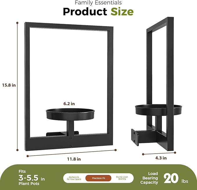 Bamworld Plant Stand Indoor Window Plant Shelves 3 Pack Metal Hanging Plant Stand Picture Frame Wall Planters Window Sill Plant Shelf for Multiple Plants Home Decor Wall Decor (Patent Design)