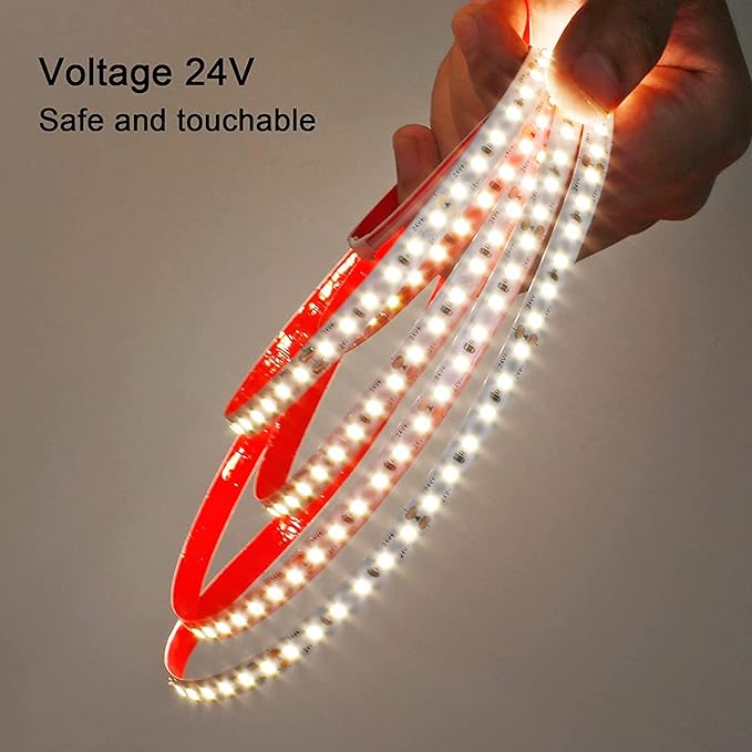 24V 65.6ft/20m LED Strip Light Natural White 4000K 2400LEDs High Brightness 12000LM SMD2835 Flexible No-Waterproof IP20 LED Tape for Kitchen Backyard Hallways Stairs Decoration(No Power Supply)