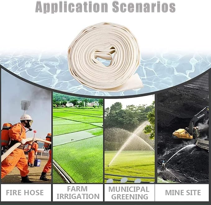 1.5"30M-98ft Lay-Flat Hose Pool Cleaning Belt Water Discharge Pump Hose With Aluminum Clamps Fittings Fire Hose Length Connection Hose Sump Pump Well Pump for House Garden and Irrigation Firehose