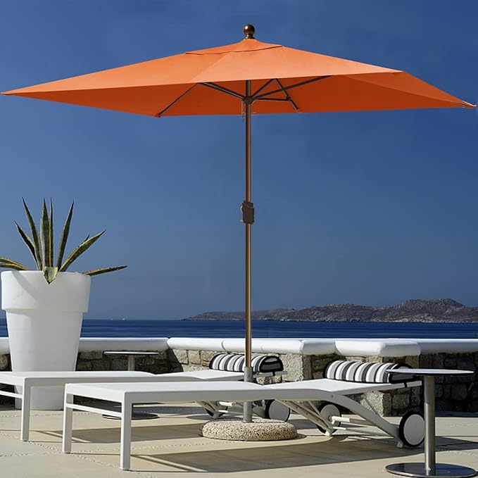 EliteShade USA 10-Year-Non-Fading 6.5x10Ft Rectangular Market Umbrella Patio Umbrella Outdoor Table Umbrella with Ventilation(Rust)