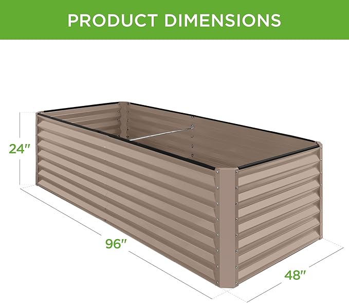 Best Choice Products 8x4x2ft Outdoor Metal Raised Garden Bed, Deep Root Planter Box for Vegetables, Flowers, Herbs, and Succulents w/ 478 Gallon Capacity - Taupe