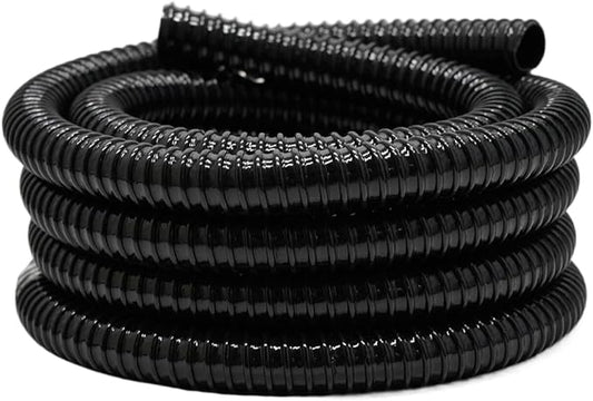 0.75 Inch Pond Tubing, 3/4" ID Corrugated Water Pipe, 20 Feet Length Flexible PVC Hose Pipe with Pipe Fittings, Aquarium, Pond Waterfall, Garden Pond Pump Drainage Tube Black