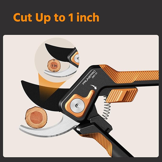 PrunePro Pruning Shears for Gardening Professional Bypass Hand Pruner Stainless Steel Sharp Blade Garden Scissors Plant Flower Garden Clipper Orange 3 Pack