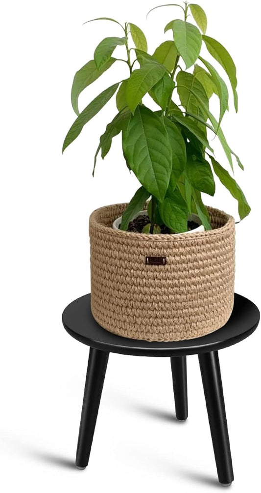 Indoor Plant Stand - Uneedem Wood Mid Century Plant Stand for Indoor Plants, Modern Plant Table, 8.9" Tall Plant Holder for Flower Pots, Small Round Side Table, End Table