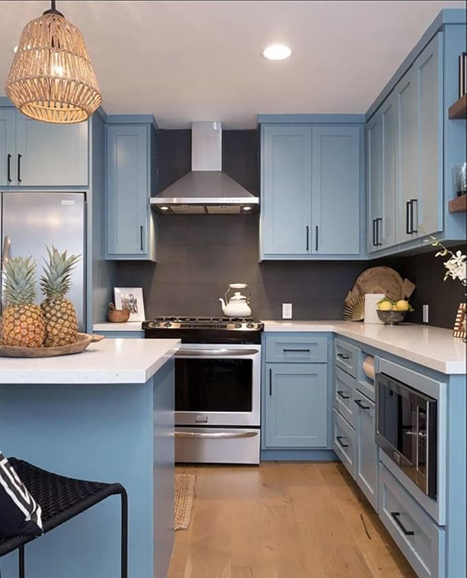 Dimoon 118''x17.7'' Blue Peel and Stick Wallpaper Contact Paper Modern Self Adhesive Wall Paper Removable Renter Friendly Textured Solid Color Shelf Cabinet Vinyl Roll (118''x17.7'',Light Grey Blue)