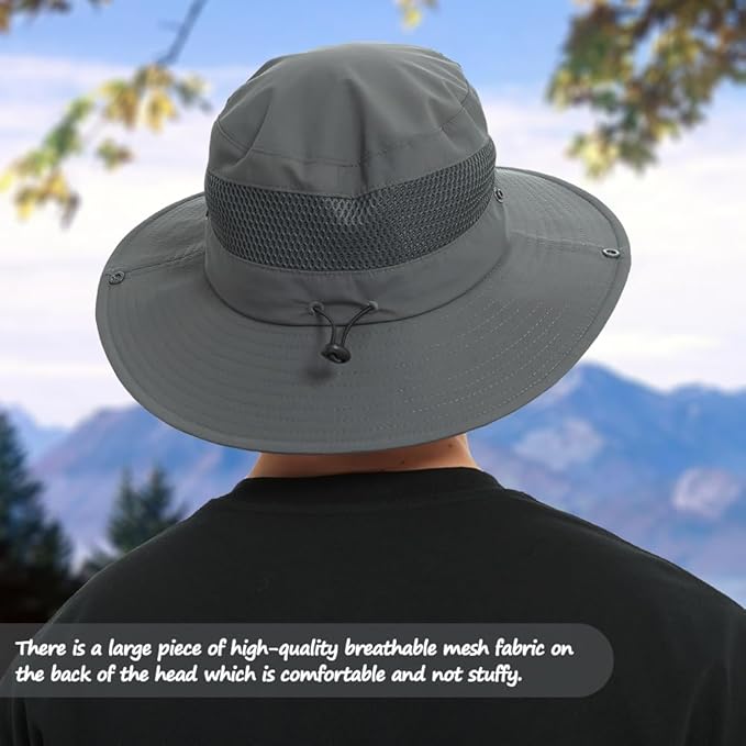 Fishing Hat, UPF50+ Wide Brim Sun Hat for Men Women, UV Protection Hiking Beach Bucket Hats Summer Safari Hat