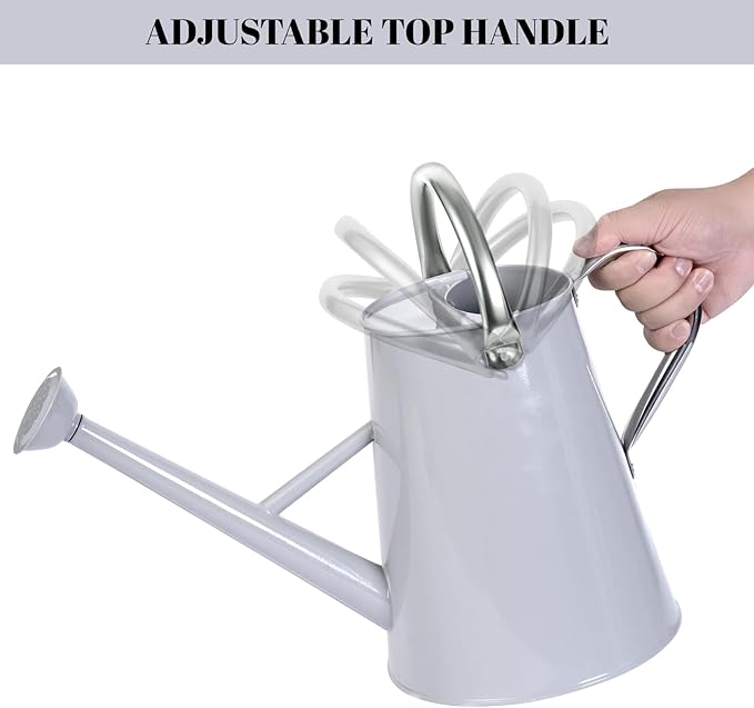 1.5 Gallon Watering Can for Outdoor Plants,Large Metal Plant Watering Pot with Removable Spout,Flower Garden Water Can Watering Pot,Galvanized Steel Watering Can with Stainless Steel Handles,Grey