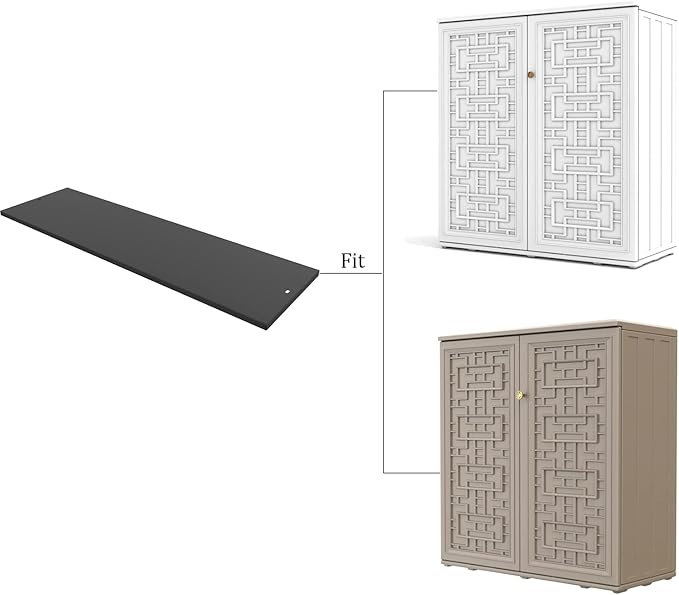 HOMSPARK Indoor/Outdoor Storage Cabinet with Doors and Shelf, 34”x16”x36” HDPE Plastic Storage Box for Bedroom, Bathroom, Living Room, Balcony, Multi-Purpose for Toys, Kitchen Tools, Coffee