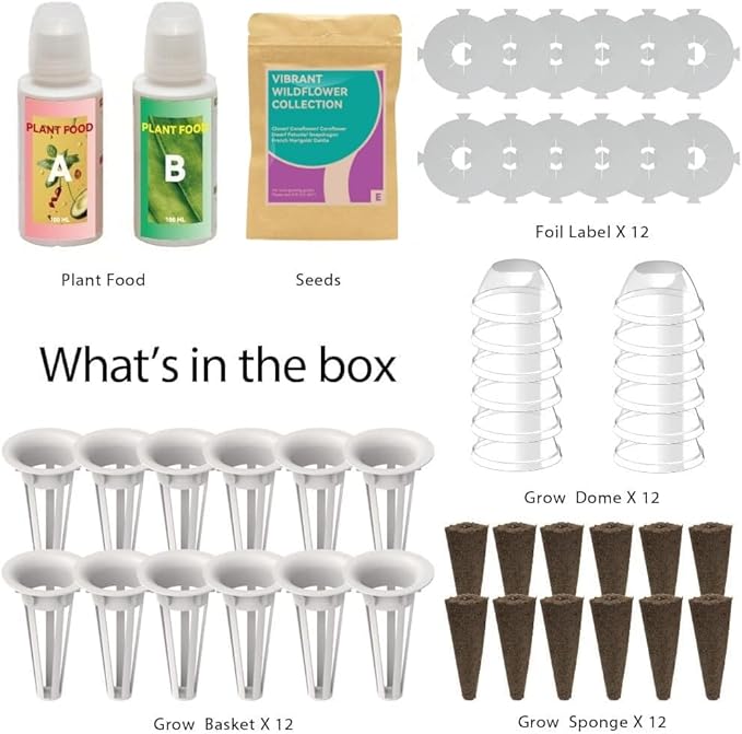 inbloom Flower Seed Pod Kit for AeroGarden, iDoo, Ahopegarden, GARDENCUBE, MUFGA Hydroponics, 12 Pods (350+ Seeds with Coneflower, Petunia, Snapdragon, French Marigold, Dahlia)