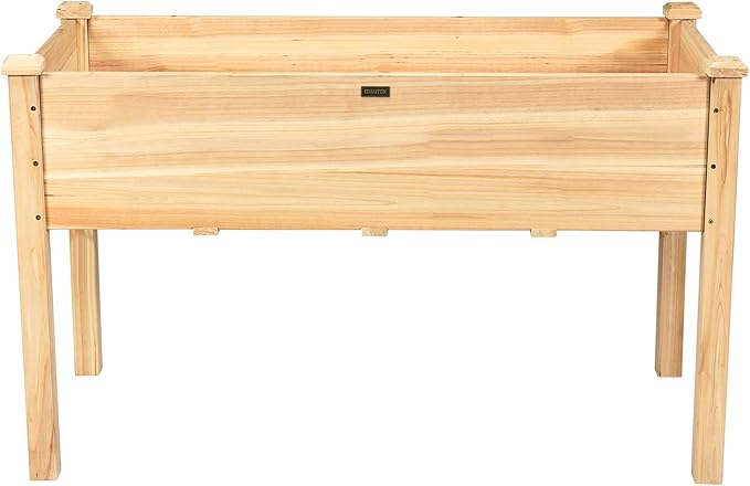 Giantex Raised Garden Bed Kit Elevated Planter Box for Vegetables Fruits Herb Grow, Heavy Duty Natural Cedar Wood Frame Gardening Planting Bed for Deck Patio Yard, 49.5"X23.5"X30.0"