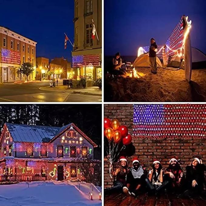 American Flag Lights 420 Super Bright LEDs, Waterproof LED US Flags Light for 4th of July Decorations, Memorial Day, Independence Day, Garden, Yard, Holiday, Party, Christmas Decorations