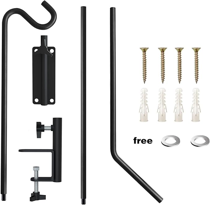 ERYTLLY Heavy Duty Deck Hook Wall Mounted Hook, Extensible and Adjustable Deck Hook with 2" Non Slip Horizontal Clamp for Hanging Bird Feeder, Plants, Suet Baskets,Wind Chimes,Lanterns and More