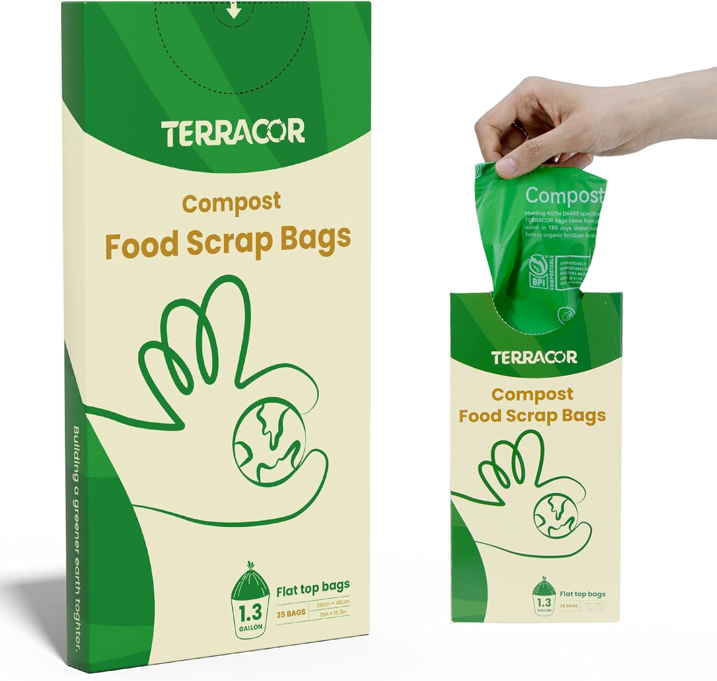 1.3 Gallon Compostable Trash Bags, 35 Bags Compost Bags for Countertop Bin, BPI Certified and Meet The ASTM D6400 Standard,Compostable Trash Bags in Dispenser Packs