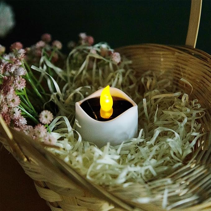 Solar Candle Lights,Flameless Candle Lights,Solar Rechargeable Tea Wax lamp,6 flameless Candle Light, Suitable for Wedding, Valentine's Day, Halloween, Christmas (Solar Candle Light)