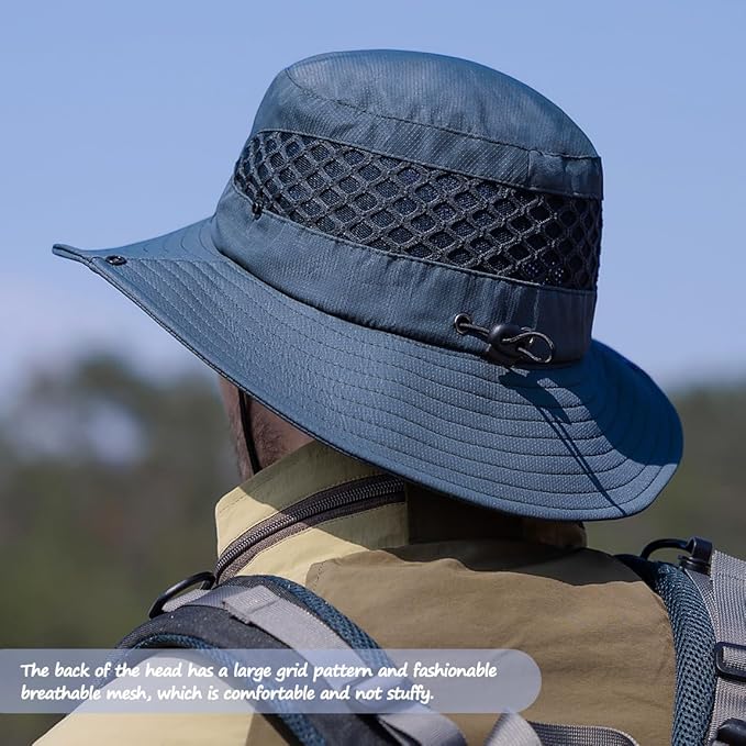 Fishing Hat, UPF50+ Wide Brim Sun Hat for Men Women, UV Protection Hiking Beach Bucket Hats Summer Safari Hat