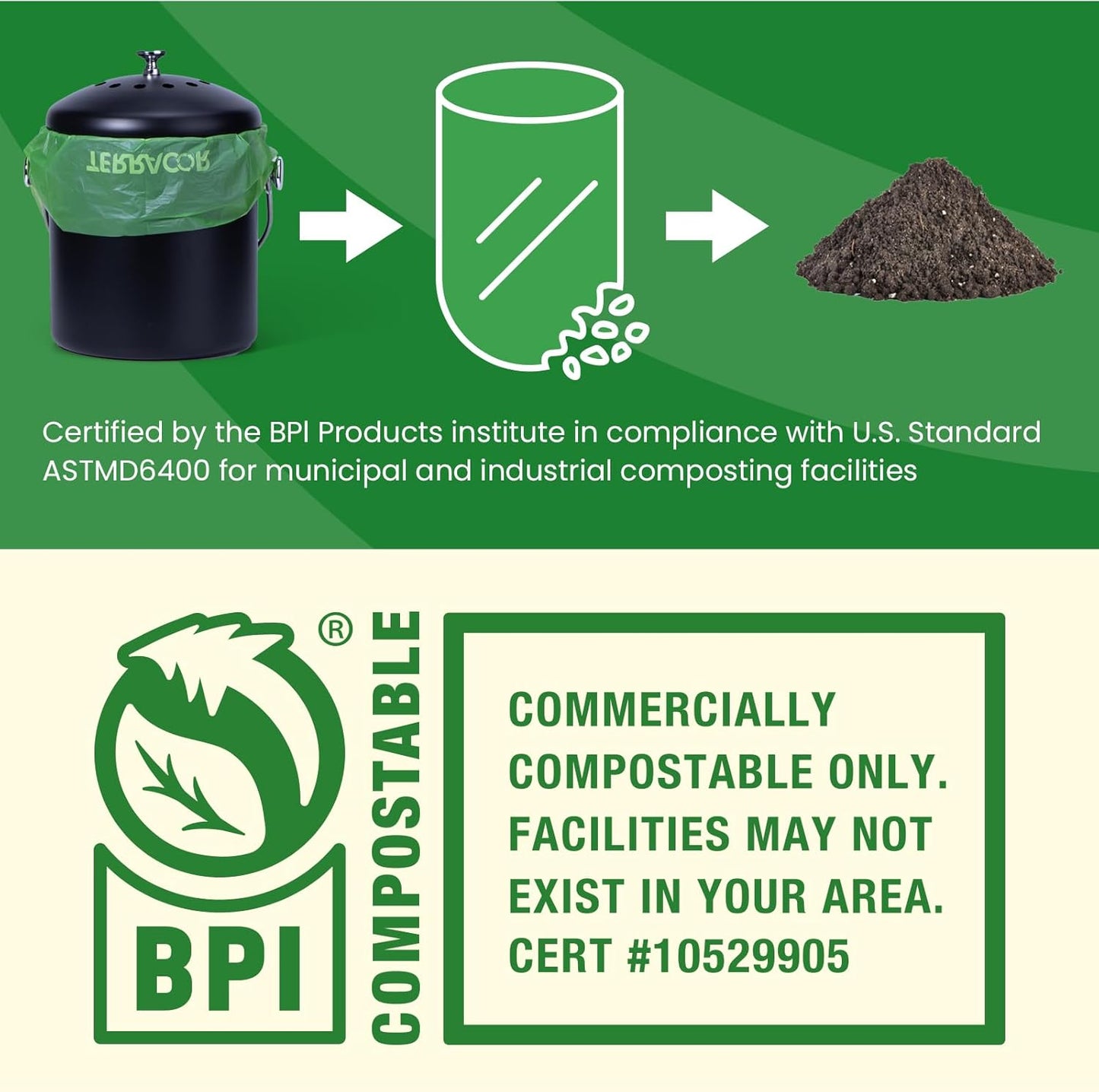 1.3 Gallon Compostable Trash Bags, 35 Bags Compost Bags for Countertop Bin, BPI Certified and Meet The ASTM D6400 Standard,Compostable Trash Bags in Dispenser Packs