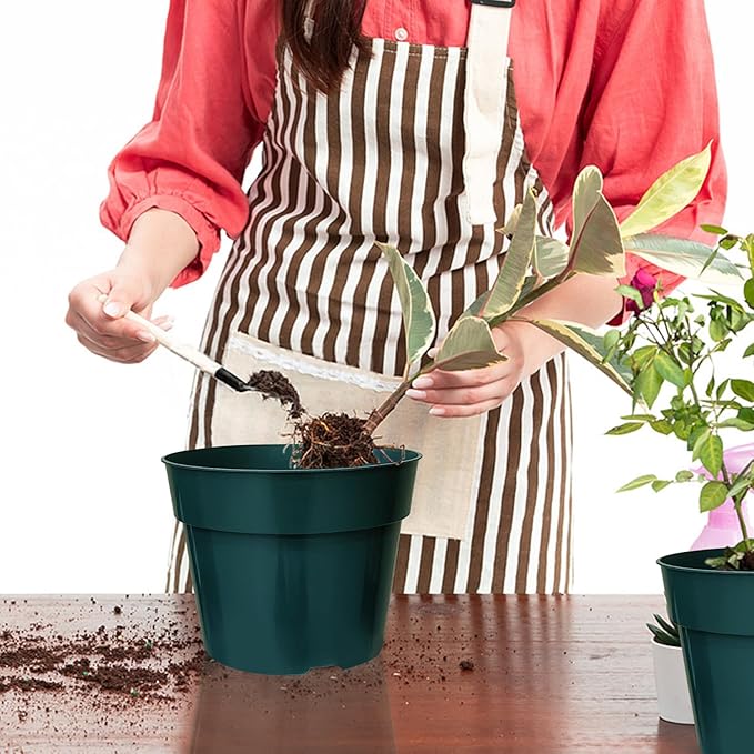 15 Pack 4/6/8 Inch Plant Nursery Pots, Thickened Plastic Pots for Plants with Drainage Holes, Sturdy Seedling Pots, Seed Starting Pots, Flower Pots for Indoor Outdoor Plants, Green