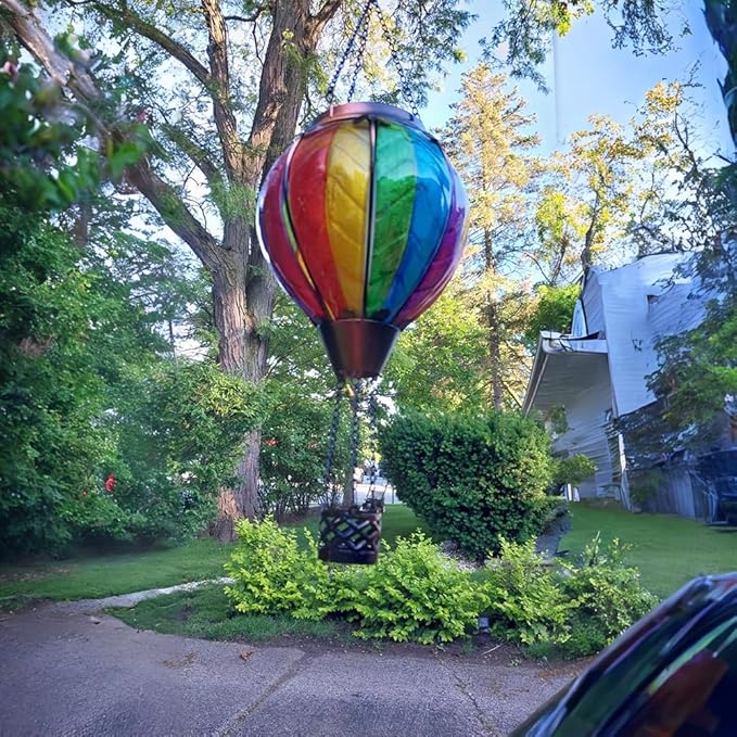 Hot Air Balloon Solar Lantern with Flickering Flame Hanging Solar Lanterns Outdoor Lights Waterproof Lanterns Decorative Garden Patio Yard Party Decor Colorful