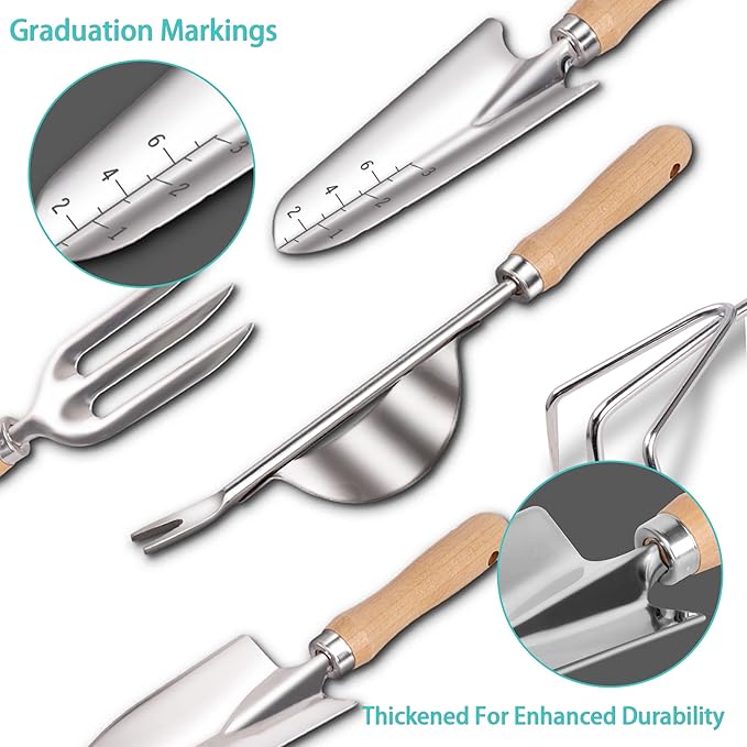 Gardening Tools 14-Piece Heavy Duty Gardening Hand Tools with Fashion and Durable Garden Tools Organizer Handbag,Rust-Proof Garden Tool Set