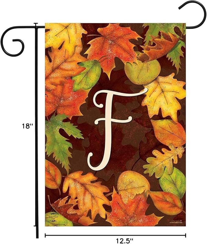 Briarwood Lane Fall Leaves Monogram Letter F Garden Flag