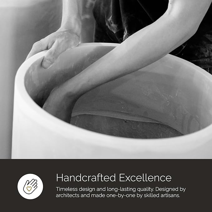 Orbo Globe Sphere Planter – Concrete Stone Finish – Fiberglass Indoor/Outdoor and Weather-Resistant Round Planter (23.6" D x 21.1" H Exterior, 23.2" D x 20.5" H Interior)