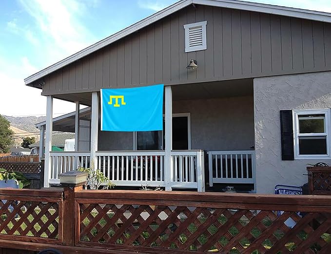 Crimea Tatar Flag 4x6FT Crimean Tatars Polyester Banner With 2 Grommets Fade Resistant Vivid Color For Patriotic Festival Events Party Decoration(Crimean Tatars, 4x6FT)
