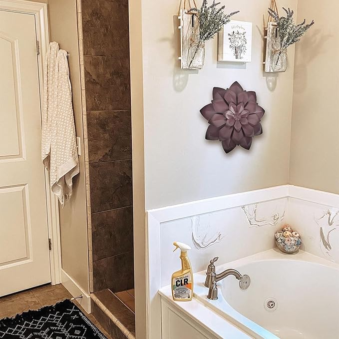 EASICUTI Brown Metal Flower Wall Art Decor Hanging For Indoor Outdoor Home Bathroom Kitchen Dining Room Bedroom Living Room Office Or Wall Sculptures 12 Inch