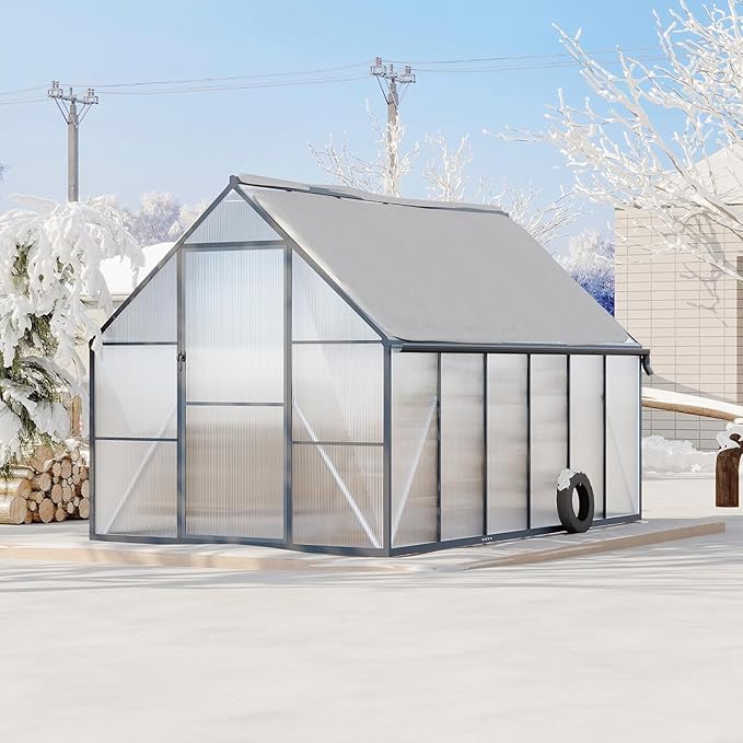 Greenhouse 6x4 FT Aluminum-Framed Heavy Duty Polycarbonate with Quick Setup Structure and Roof Vent Large Enhanced Outdoors Green House Kit