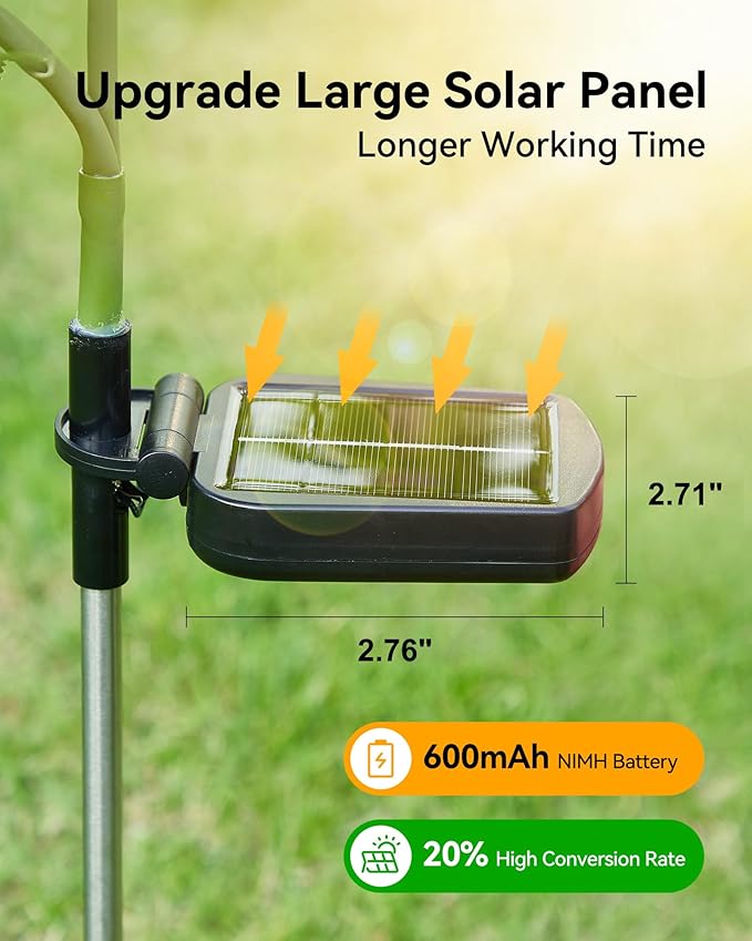 Solar Flower Lights Outdoor,Solar Garden Lights with 12 Bigger & More Realistic Flower,IP65 Waterproof Solar Powered Pathway Lights for Yard Lawn Patio Garden Decor(4Pack Rose Lights)