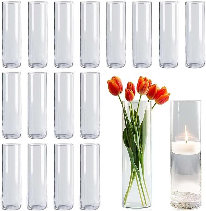42pcs Glass Vase Cylinder Vases for Centerpieces Small Flower Glass Clear Vases Home Decor Centerpiece Table Flower Vase Decorations for Wedding Decoration&Holiday 7 Vases of Different Sizes
