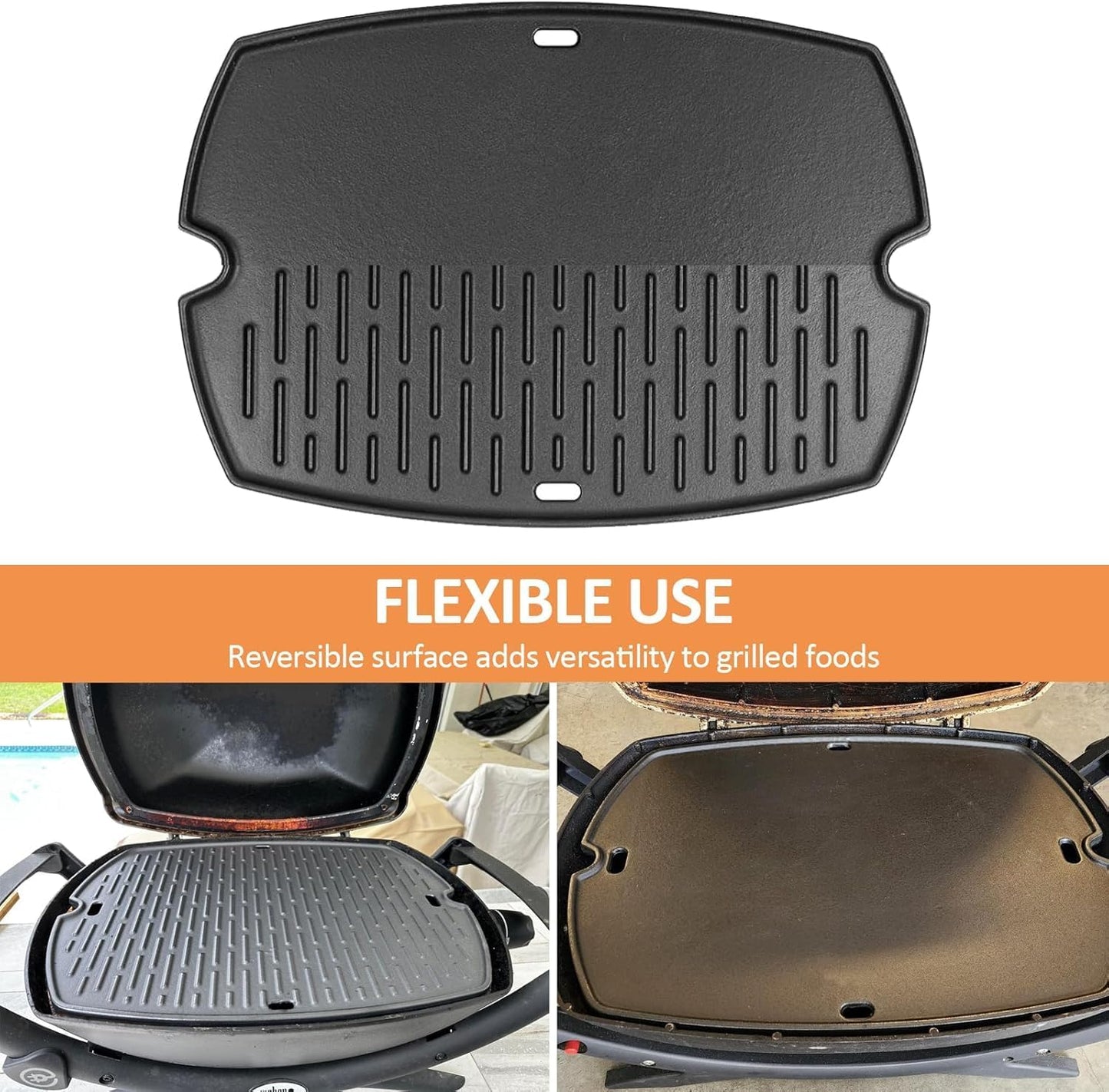AJinTeby 7583 Cast Iron Griddle for Weber Q2000 Series, for Weber Q200 Q220 Q240 Q2000 Q2200 Q2400 Q2800 Gas Grills Accessories, Replaces for Webber 7645, for Webber Q2200 Grill Parts