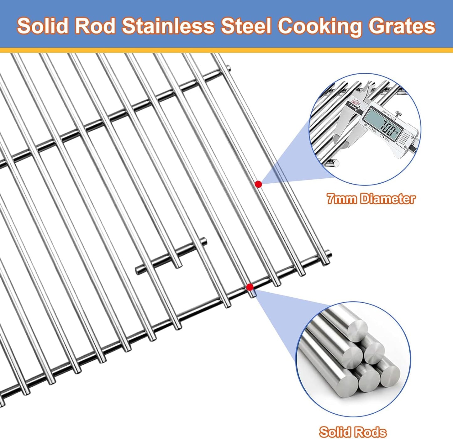 CGG-306 Heat Plates and Grill Grates Replacement for Home Depot Nexgrill 820-0033, Cuinart CGG-306, 820-0033M 820-0007B 820-0015 820-0007 820-0007G Stainless Steel Grill Flame Tamer