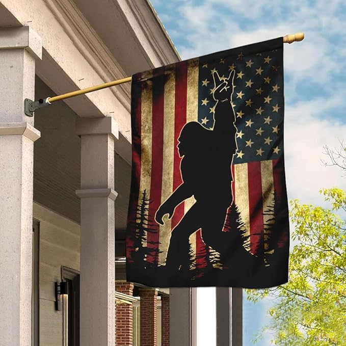 FLAGWIX American Flags, Sasquatch Bigfoot American Flag - 4th of July, Independence Day Decorations for Home, House Flag (29.5" x 39.5") - USA Flags Premium Polyester, Decorative Indoor Outdoor Flag