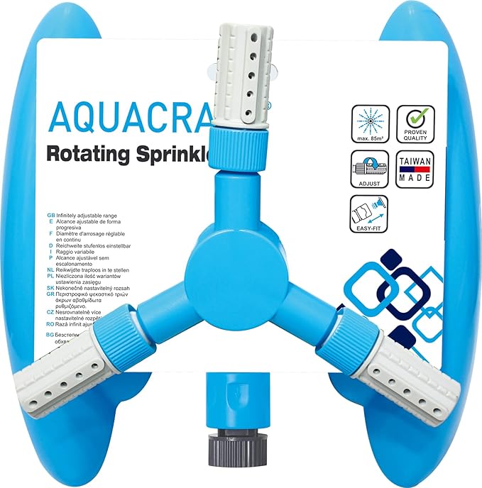 Circular Sprinkler for Large Area Coverage, Adjustable 360 Degree Rotating with Stable Base