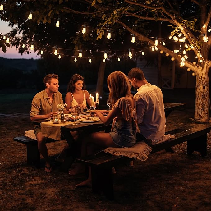 FOOMAN LED Outdoor String Lights, 500FT Outside Waterproof Hanging Patio Lights with 250+10 Shatterproof ST38 Edison Bulbs, 2700K Warm White, Dimmable Light for Back Yard Porch Party Gazebo Bistro