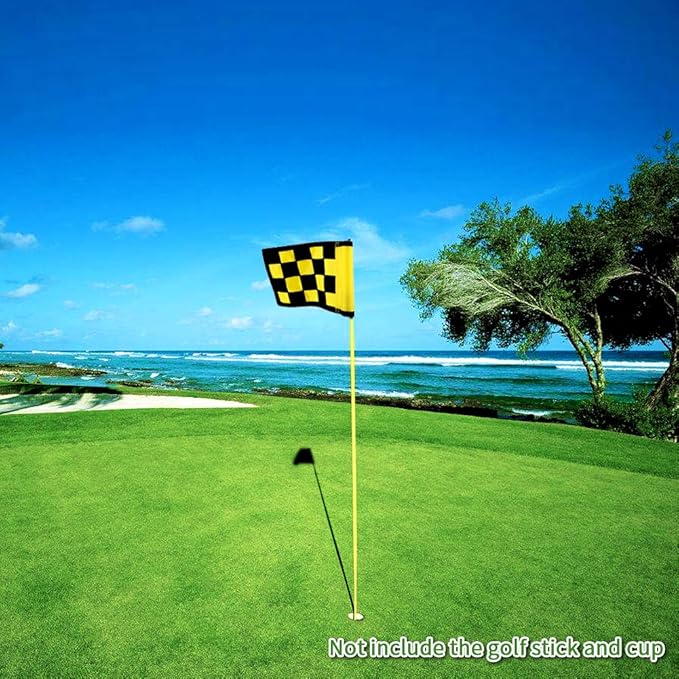 Golf Flag, Solid Nylon and Checkered Training Putting Green Flags, Indoor Outdoor Backyard Garden Portable Target Flags, 8.7inch*6inch (Yellow-Black)