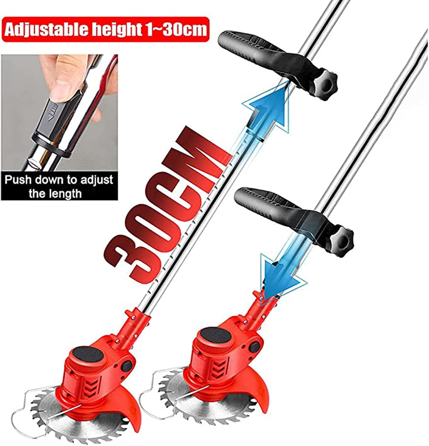 Weed Wacker Electric Cordless Grass Trimmer,with 3Types Blades,Included 2Pcs 24v 4Ah Batteries Electric Stringless Weed Trimmer Lightweight 2.6lb, for Yard and Garden
