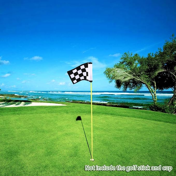 Golf Flag, Green Putting Green Flag,Solid Nylon and Checkered Training Flags for Indoor Outdoor Backyard Garden, Portable Golf Target Flags,8.7 * 6 inch (White-Black)