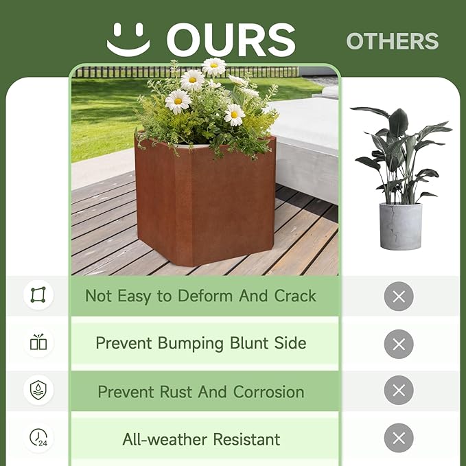 Corten Steel Planter Box-20"x20"x20"-Large Square Planter Matel -Outdoor Indoor- Heavy Duty Rustic Tall Planter Flower Pot Commercial Residential for Patio Porch Deck Home Backyard