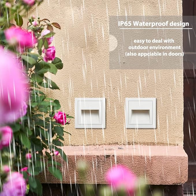 4Pcs 3W LED Step Light, Cool White 6000K IP65 Waterproof Recessed Wall Light, Stair Light Staircase Light Lighting lamp, Inside Outside Garden Balcony Corridor, Aluminum, 120V White