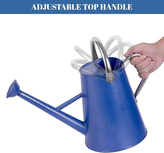 1.5 Gallon Watering Can for Outdoor Plants,Large Metal Plant Watering Pot with Removable Spout,Flower Garden Water Can Watering Pot,Galvanized Steel Watering Can with Stainless Steel Handles,Navy