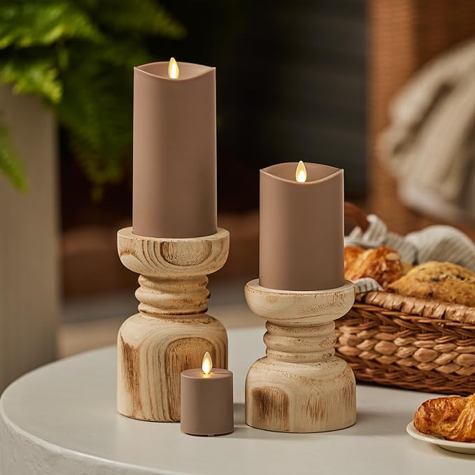 Luminara Outdoor Votive Flameless LED Candle, Timeless Taupe 2" x 3.2", Moving Flame Battery Operated Timer Remote Ready IPX4 Matte Plastic Finish